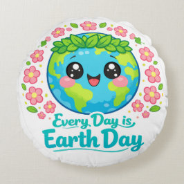Almofada Redonda Cute Earth Day Throw Pillow