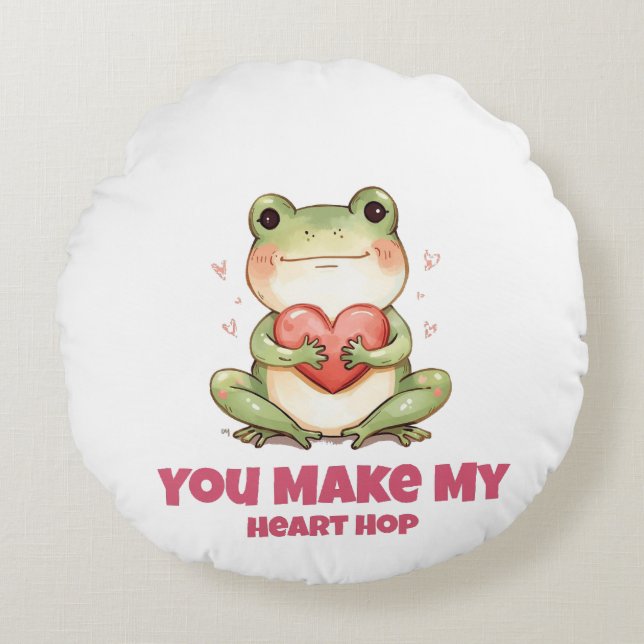 Almofada Redonda Cute Frog Valentine Tee (Frente)