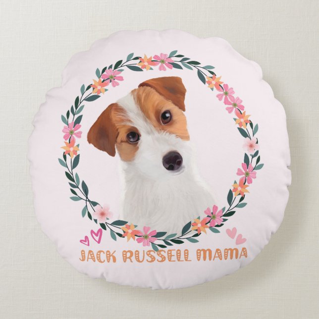 Almofada Redonda Cute Jack Russell Terrier - Jack Russell Mama (Frente)