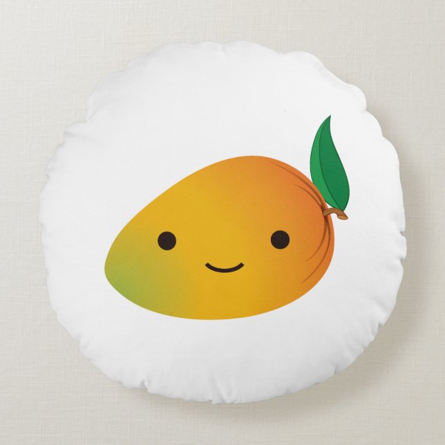 Almofada Redonda Cute Kawaii sorrindo Mango (Frente)
