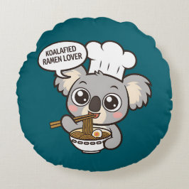 Almofada Redonda Cute Koala curtindo Ramen