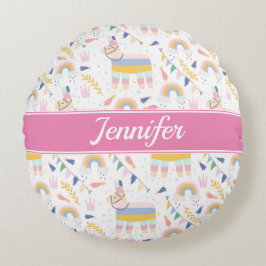 Almofada Redonda Cute Llama Rainbow Baby Nursery