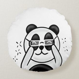 Almofada Redonda Cute Panda With Glasses