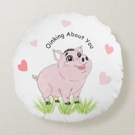 Almofada Redonda Cute pink pig for Valentine