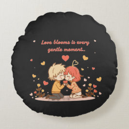 Almofada Redonda Cute Romantic Anime Couple - Love Moment