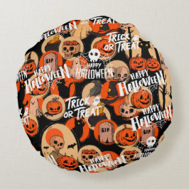 Almofada Redonda Cute & Scary Halloween Spooky vibes
