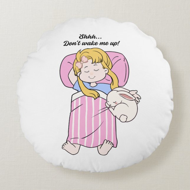 Almofada Redonda Cute Sleeping Girl Throw Pillow (Frente)