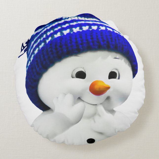 Almofada Redonda Cute Snowman (Verso)