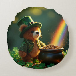 Almofada Redonda Cute St. Patrick’s Day Teddy Bear