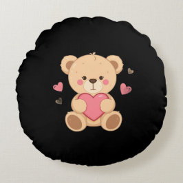 Almofada Redonda Cute Teddy Bear Holding Heart – love