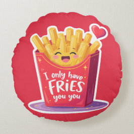 Almofada Redonda Cute Valentine French Fries Pun