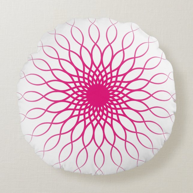 Almofada Redonda Cute Wave Floral Line Pattern (Frente)