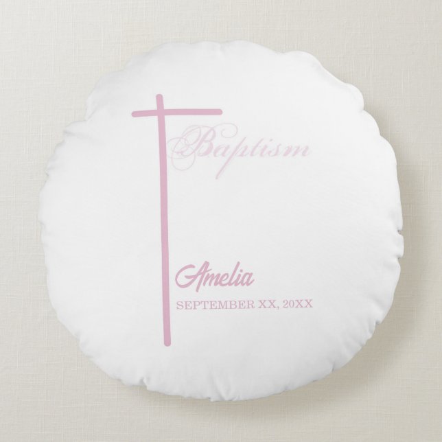 Almofada Redonda Da madrinha no batismo da moça personalizada (Frente)