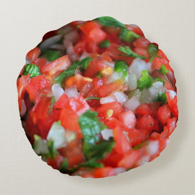Almofada Redonda ~ da salsa do ~ de Pico de Gallo (Verso)