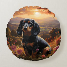 Almofada Redonda Dachshund Em Dusk