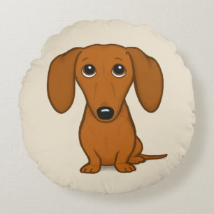 Almofada Redonda Dachshund Vermelho Cachorro Engraçado