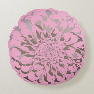 Almofada Redonda Dahlia flower pastel pink pillow
