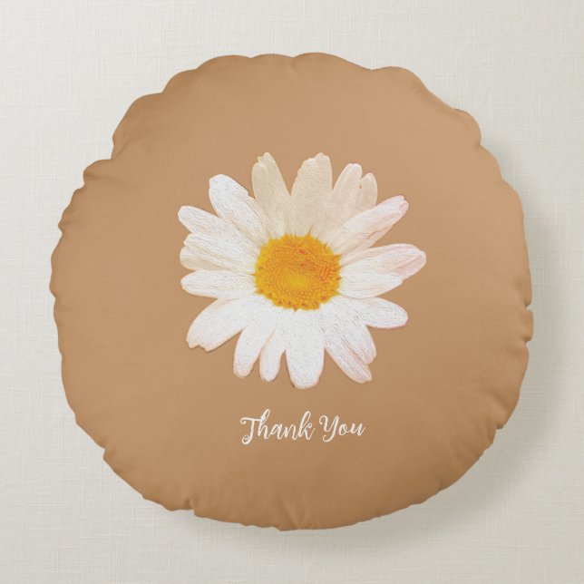 Almofada Redonda Daisy Flower Mug – Summer Botanical Cozy (Frente)