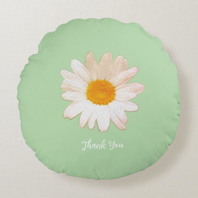 Almofada Redonda Daisy Flower Mug – Summer Botanical Cozy (Frente)