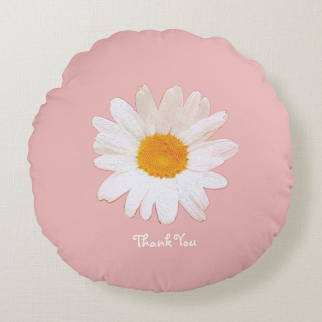 Almofada Redonda Daisy Flower Mug – Summer Botanical Cozy (Frente)