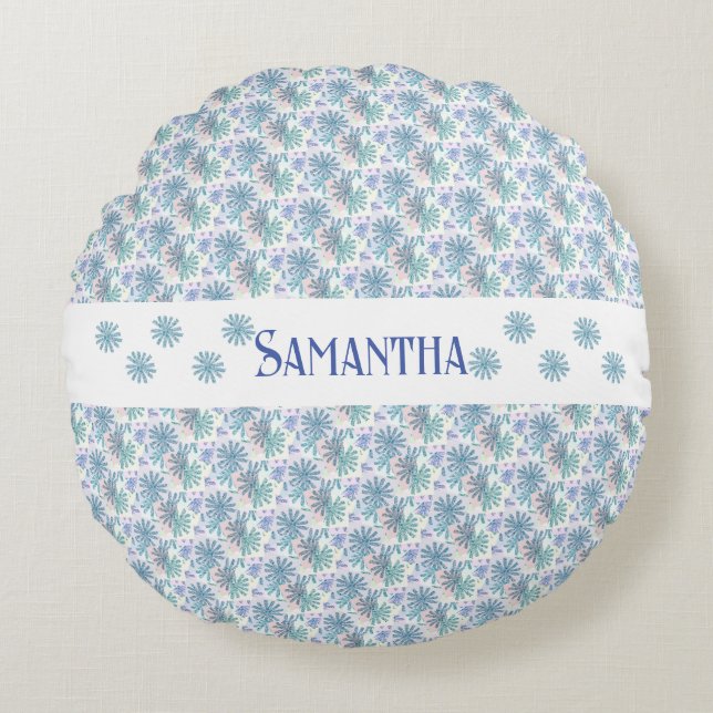 Almofada Redonda Daisy personalizado de retalhamento de pastel mult (Frente)