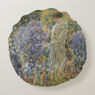 Almofada Redonda Dama num Jardim de Frederick Frieseke, Arte Fino
