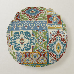 Almofada Redonda Damask Patchwork: Colorful Turkey Vintage.