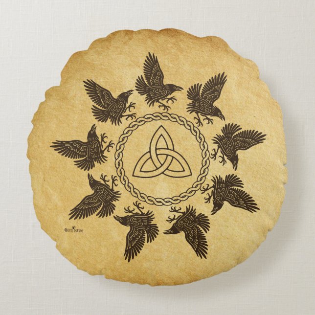 Almofada Redonda Dança do Círculo de Ravens (Frente)