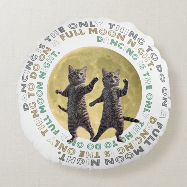 Almofada Redonda dancing cats-1 (Frente)