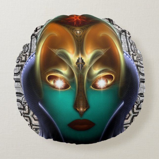 Almofada Redonda Daria Cyborg Queen Tech Round Travesseiro decorati (Frente)