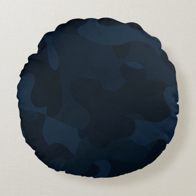 Almofada Redonda Dark Blue Camo Abstract (Frente)