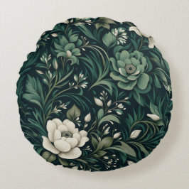 Almofada Redonda Dark Emerald Green Floral