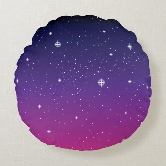Almofada Redonda Dark Purple Starry Night Sky (Frente)