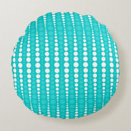 Almofada Redonda Dark Turquoise and White Polkadots Round Pillow