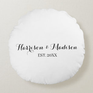 Almofada Redonda Data de casamento do casal de script personalizado