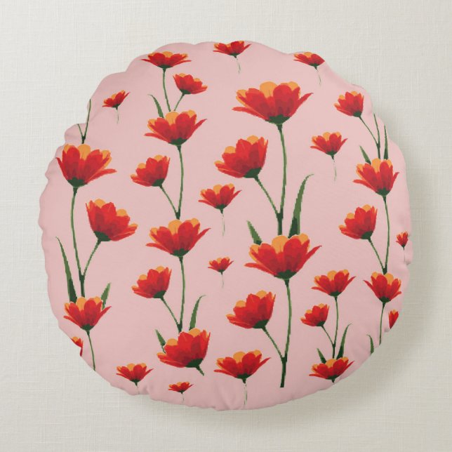 Almofada Redonda Dawnfire Poppies (Frente)