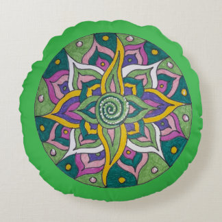 Almofada Redonda de Arremesso Mandala de Lótus Ros