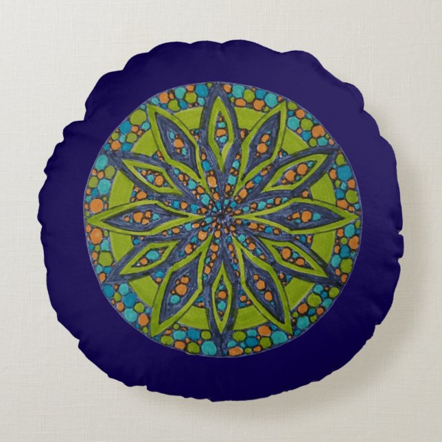 Almofada Redonda de Arremesso Mandala Starburst Ve (Frente)