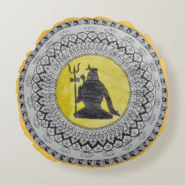 Almofada Redonda de Arte Mandala do Senhor Shiva