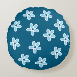 Almofada redonda de Flor Azul Claro
