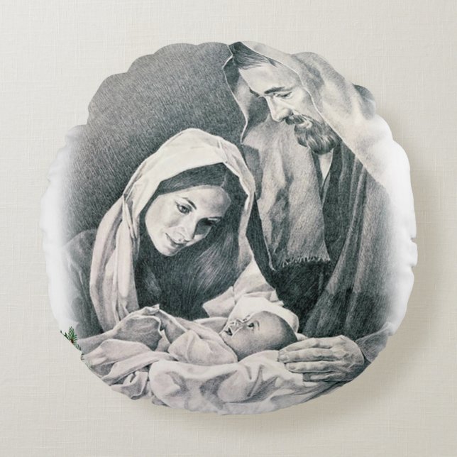 Almofada Redonda de Natal, Jesus Cristo (Frente)