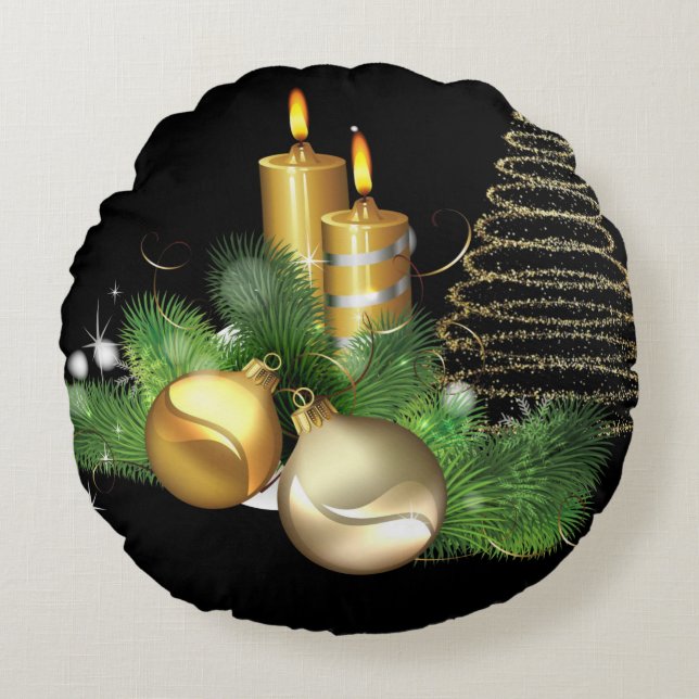 Almofada Redonda de Natal, Vela de Natal (Frente)