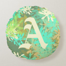 Almofada redonda de padrão verde-Abstrato moderno