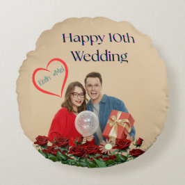 Almofada Redonda Décimo aniversário de Casamento