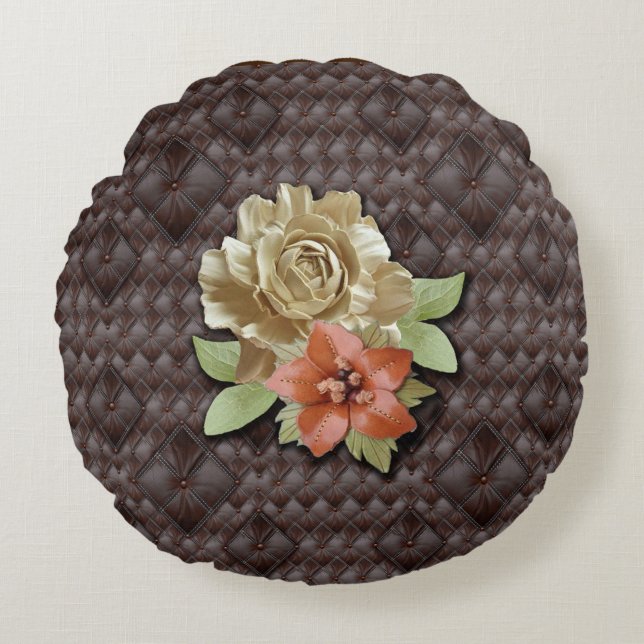 Almofada Redonda Decor Acadêmico do Couro 3D (Frente)