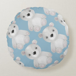 Almofada Redonda Decor de Enfermeiro Azul do Urso de Aquarela