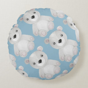 Almofada Redonda Decor de Enfermeiro Azul do Urso de Aquarela