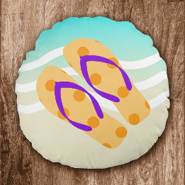 Almofada Redonda Decoração das ondas de Chinelos de Orange Summer W