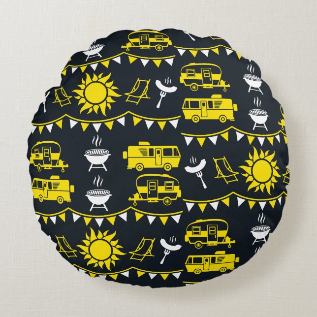Almofada Redonda Decoração de acampamento de Caravana (Frente)