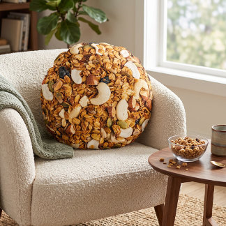 Almofada Redonda Decoração de Casa para Amantes de Comida: Granola